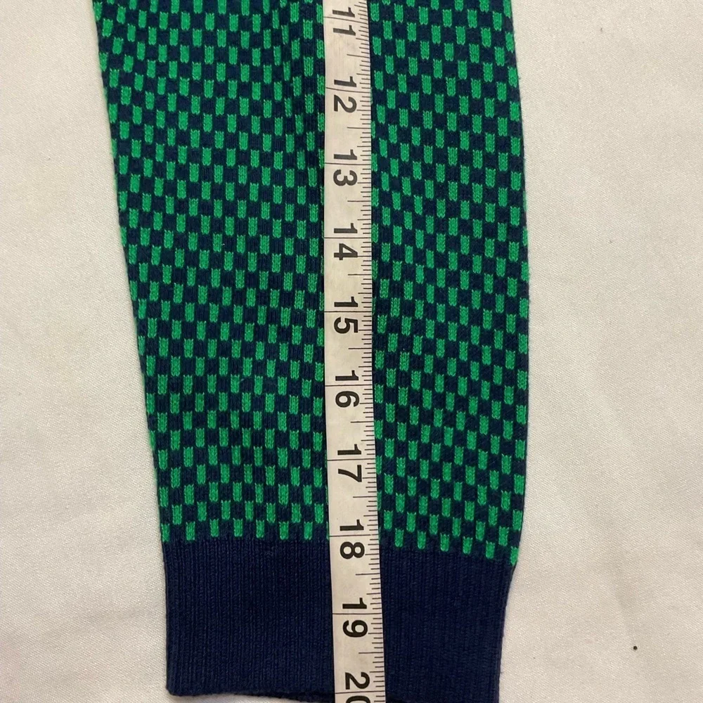 Cable & Gauge Green Navy Textured Knit Tunic Sweater Lace-Up Neck Size L NWT